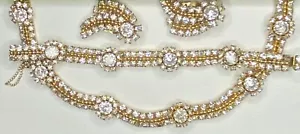 Set orecchini bracciale collana strass tono oro vintage firmati Kramer of NY wow! - Foto 1 di 11