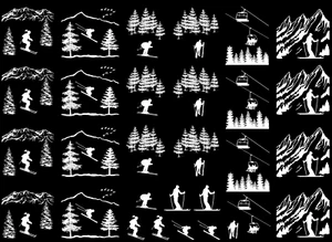 Skier Ski Snow 30 pcs White Fused Glass Decals - Picture 1 of 2