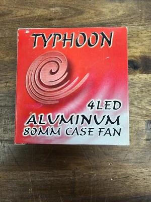 Typhoon 80mm Aluminum Case Fan Red 4 LED PC Computer Cooling Fan New in Box - Image 1 of 4