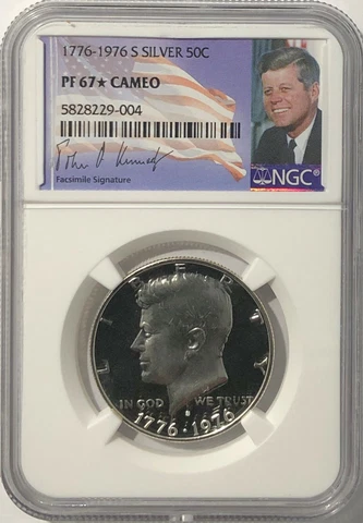 1776- 1976 S NGC PF67 STAR CAMEO PROOF SILVER KENNEDY HALF JFK COIN SIGNATURE LB Cover