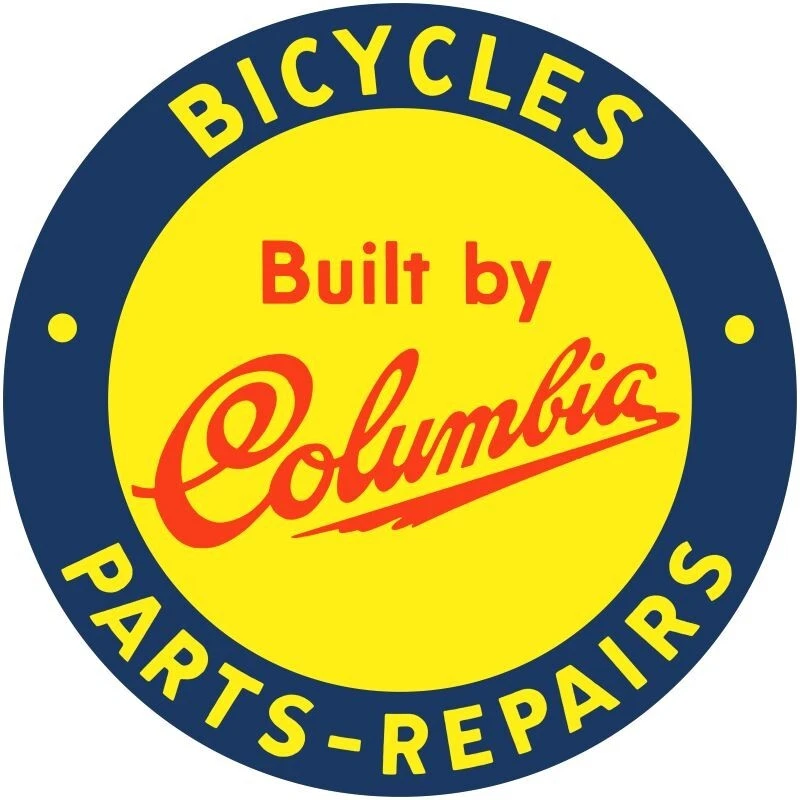 哥伦比亚自行车零件和维修新标志 14 英寸直径。 美国圆形钢 — 第 1/1 张图片