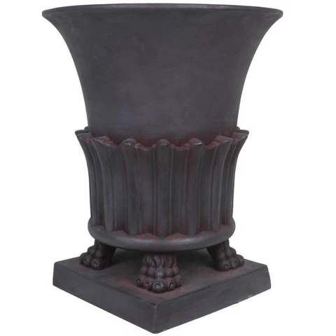 Large Black Antique Greco-Roman Style Terra cotta Classic Urn 1950s Cover