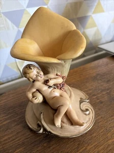 Vintage 1977 Signed Resin 18cm Italian Style Cherub Candle Holder - Picture 1 of 6