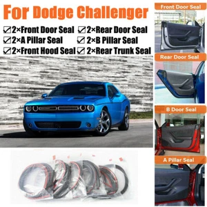 Door Rubber Seal Strips Weather Draft Noise Reduction Kit For Dodge Challenger - Picture 1 of 12