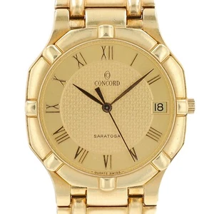 CONCORD WATCH ROMAN NUMERAL DIAL SOLID 18K YELLOW GOLD - Picture 1 of 9