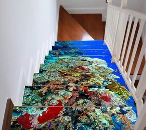 3D Coral I146 Stair Risers Decoration Photo Mural Vinyl Decal Wallpaper Erin - Picture 1 of 6