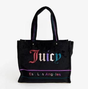 JUICY COUTURE Black Velour Tote Bag BNWT Genuine Designer Handbag - Picture 1 of 3