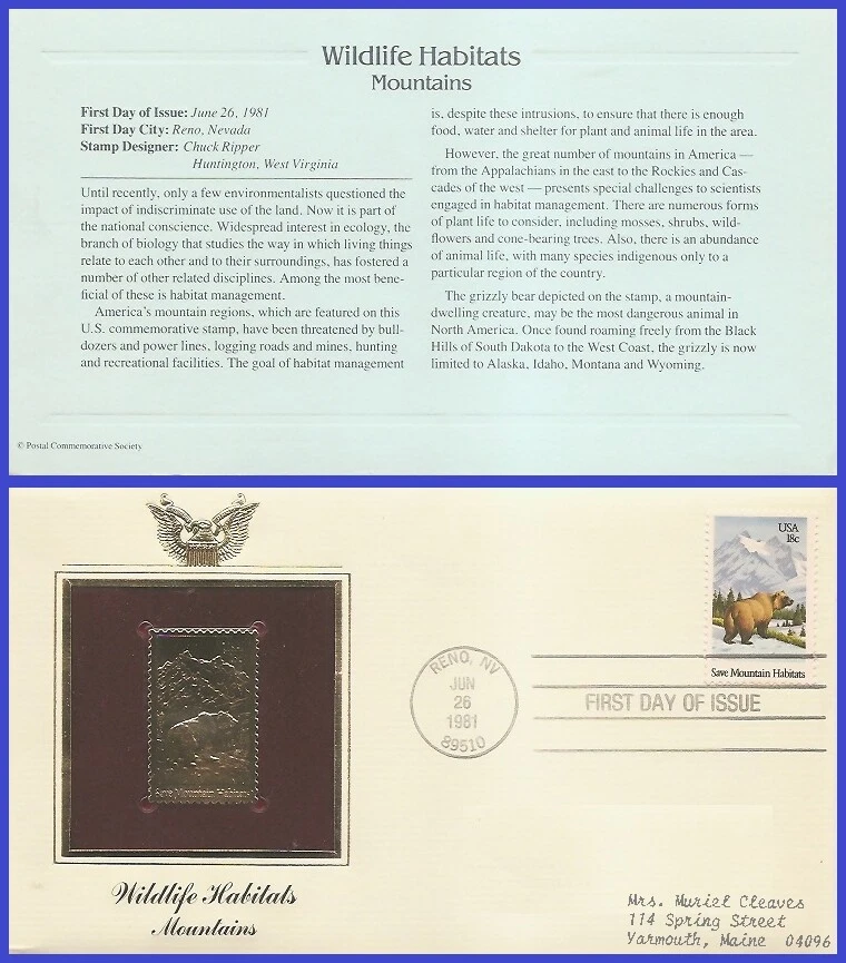 USA7 #1923 ADDR GOLDEN REPLICA FDC   Grizzly Bear - Image 1 of 1