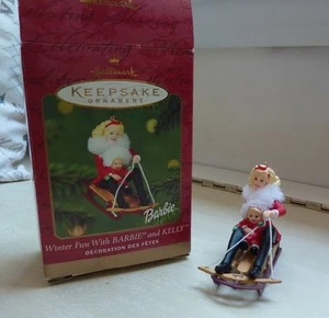 Hallmark Keepsake Ornament Winter Fun with Barbie & Kelly 2000 QXI6561 Mattel - Picture 1 of 6