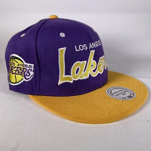 Mitchell & Ness Los Angeles LA Lakers Snapback Hat Cap Gold/Purple/XL Logo - Picture 1 of 10
