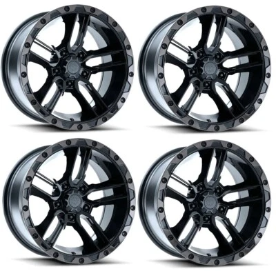 AMERICAN OUTLAW RAILCAR BLACK WHEELS RIMS FIT JEEP WRANGLER GLADIATOR 17X8.5 - Image 1 of 3
