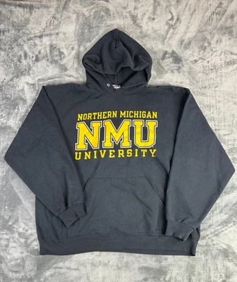 Sudadera con capucha vintage Northern Michigan University NMU XL negra amarilla Jerzees College Foto 1 de 4