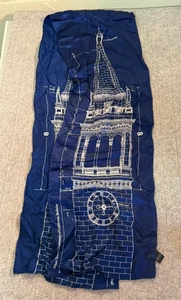 University of California Berkley SATHER TOWER Silk Scarf Blue & White 9 ½” x 60” - Picture 1 of 5