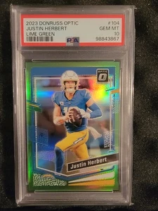 2023 Donruss Optic Justin Herbert Lime Green /20 PSA 10 7A - Picture 1 of 2