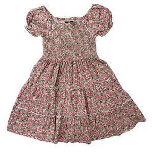 Polo Ralph Lauren Big Girls Sz L(12-14) Floral Smocked Dress Cotton Jersey - Picture 1 of 8