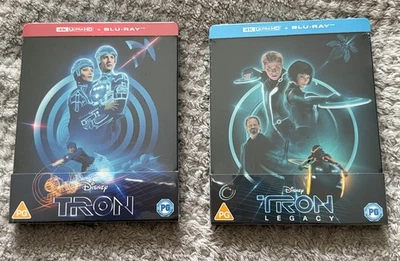 Tron & Tron Legacy Limited Edition Steelbook Set 4K UHD + Blu-ray NEW SEALED UK - Image 1 of 4