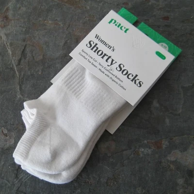 Pact Shorty Socks 2-Pack Womens Size 6-10  Organic Cotton Blend White - Image 1 of 4