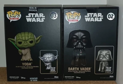 Funko Pop Die Cast Darth Vader 02 Yoda 03 Versione Regular Star Wars Nuovi - Immagine 1 di 4