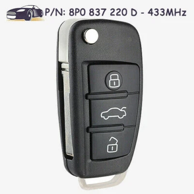 Upgraded Flip Remote Key Fob 3 Button 8P0837220D for Audi A3 S3 RS3 TT TTS TTRS - Image 1 of 4