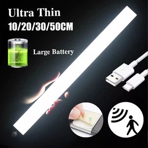 20-50cm LED PIR Motion Sensor Strip Light USB Rechargeable Cabinet Closet Lamp - Picture 1 of 15