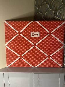 Red Dotty Fabric Covered Notes Memo Message Family Pin/Notice Board