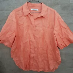 Sportscraft Short Sleeve Blouse 100% Linen rust Shirt 10 Relaxed Top As New - Picture 1 of 10