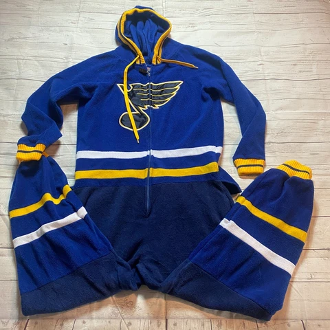 NHL ST LOUIS BLUES Hockey Sockey Mens Pajama Jersey Union Suit Size Large #H Cover