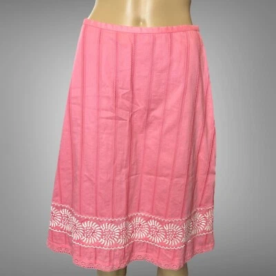 Sigrid Olsen A-Line Long Skirt Size 2 Pink White High Rise 100% Cotton Lined - Image 1 of 4