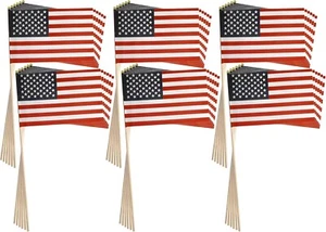 36 Stck. Amerikanische Flaggen auf Stöcken 12 Zoll x 7 Zoll Flagge - 15,75 Zoll Stick 4. Juli, Gedenktag - Bild 1 von 5