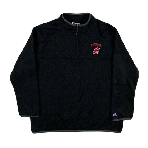 Washington State Cougars Jacket Men 2XL Black Fleece 1/4 Zip Pullover NCAA Gift Cover