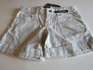 NEW FADED GLORY GIRL'S SHORTS ADJUSTABLE WAIST~ CUFFED HEM~5 POCKET KHAKI SIZE 6 - Picture 1 of 3