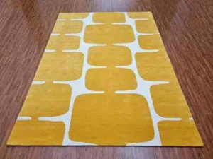 Art Deco Indian Area Rugs 8x10 9x12 Feet Red Abstract Hand Tufted Wooleen Carpet - Picture 1 of 5