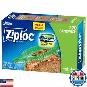 Ziploc Sandwich and Snack Bags with EasyGuide Texture, Plastic Storage Bags w - Picture 1 of 4