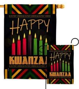 Kwanzaa Greeting Garden Flag Winter Decorative Small Gift Yard House Banner - Picture 1 of 17