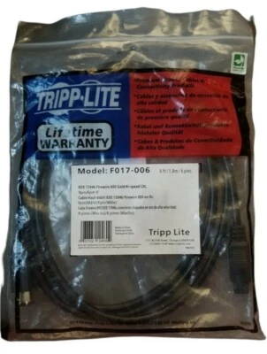 Tripplite F017-006 Firewire[r] 800 To Firewire[r] 9-pin To 6-pin Gold Cable - Image 1 of 4
