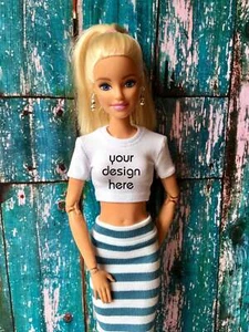Bouutique Staple Custom Print Crop T-shirt for Doll 1/6-scale, 11.5 Inch - Picture 1 of 30