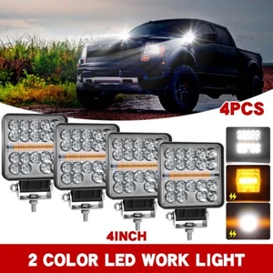 4PC 4inch Strobe LED Light Bar Pods Dual Color White Amber ATV UTV 4WD 4X4 Motor - Picture 1 of 10