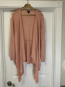 Torrid Open Front Cardigan Peplum Waterfall Hem Peach Long Sleeve Size 1 (14-16) - Picture 1 of 5