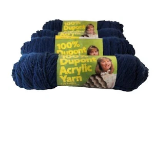 Jack Frost Dupont Acrylic Yarn Bundle 4-ply Worsted Navy 3 oz 4 Skeins Craftcore - Picture 1 of 6