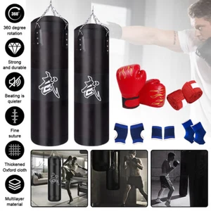 Zestaw worków bokserskich Rękawice bokserskie Dorośli Punching Torba treningowa Worek z piaskiem 100/120cm - Zdjęcie 1 z 19