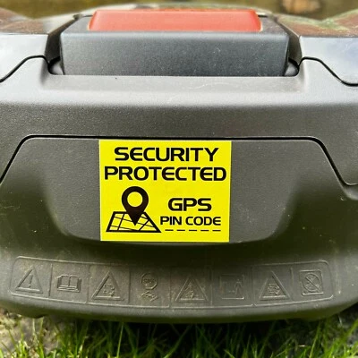 SICHERHEITSAUFKLEBER ANTI DIEBSTAHL PIN CODE & GPS für Mähroboter Automatik Rasenmäher  - Bild 1 von 4