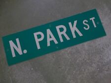 Vintage Original N. PARK ST  Street Sign 30" X 9" ~ White on Green 