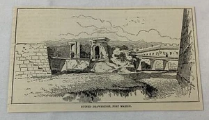 1885 Zeitschriftenstich ~ RUINIERTE ZUGBRÜCKE, Fort Marion, Florida - Bild 1 von 1