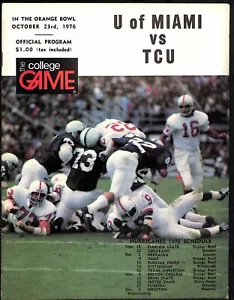 1976 Miami Hurricane v TCU Horned Frogs Football Program 10/23 Ex/MT 66405 - Picture 1 of 1