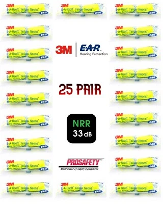 3M EAR Reducción de Ruido 33db Espuma Desechable TAPONES PARA LOS OÍDOS Disparo Ayuda para Dormir 25 PR Foto 1 de 4