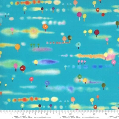 FANCIFUL FOREST 3 yards MODA Fabric Turquoise MOMO fantasy Quilting Sew 33573-12 - Image 1 of 3