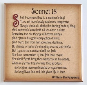 Sonnet 18 FRIDGE MAGNET (3 x 3 inches) William Shakespeare - Picture 1 of 3
