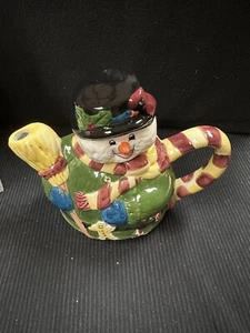WORLD LINK GROUP INC. SNOWMAN ⛄️ HOLIDAY TEA POT ADORABLE VGUC - Picture 1 of 9