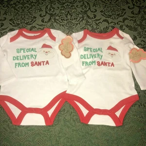 Nwt twins boys girls special delivery from Santa shirts 3M matching bodysuit top - Picture 1 of 7