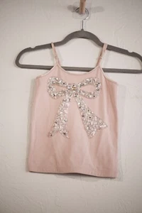Girls Tutu Du Monde pink beaded bow tank top - size 8/9 - Picture 1 of 4